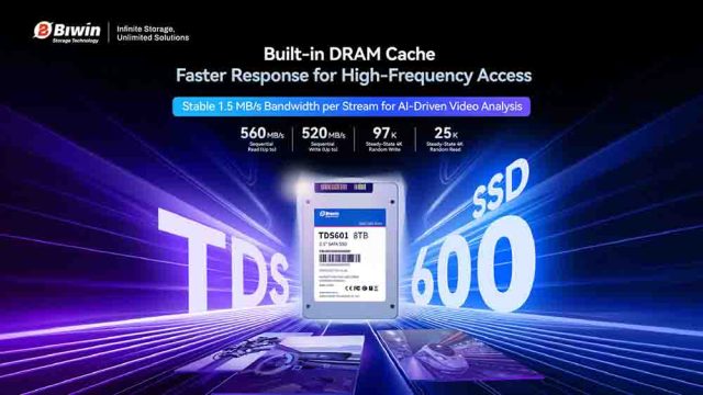 BIWIN lanza un SSD industrial de hasta 8 TB para impulsar la videovigilancia y las ciudades inteligentes
