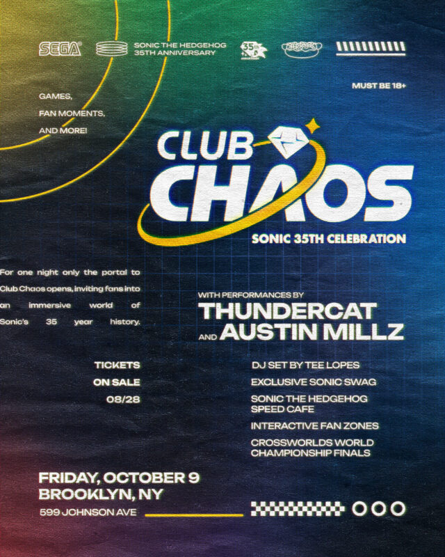 Sonic celebra 35 años con Club Chaos, una fiesta exclusiva que llegará a Nueva York en octubre